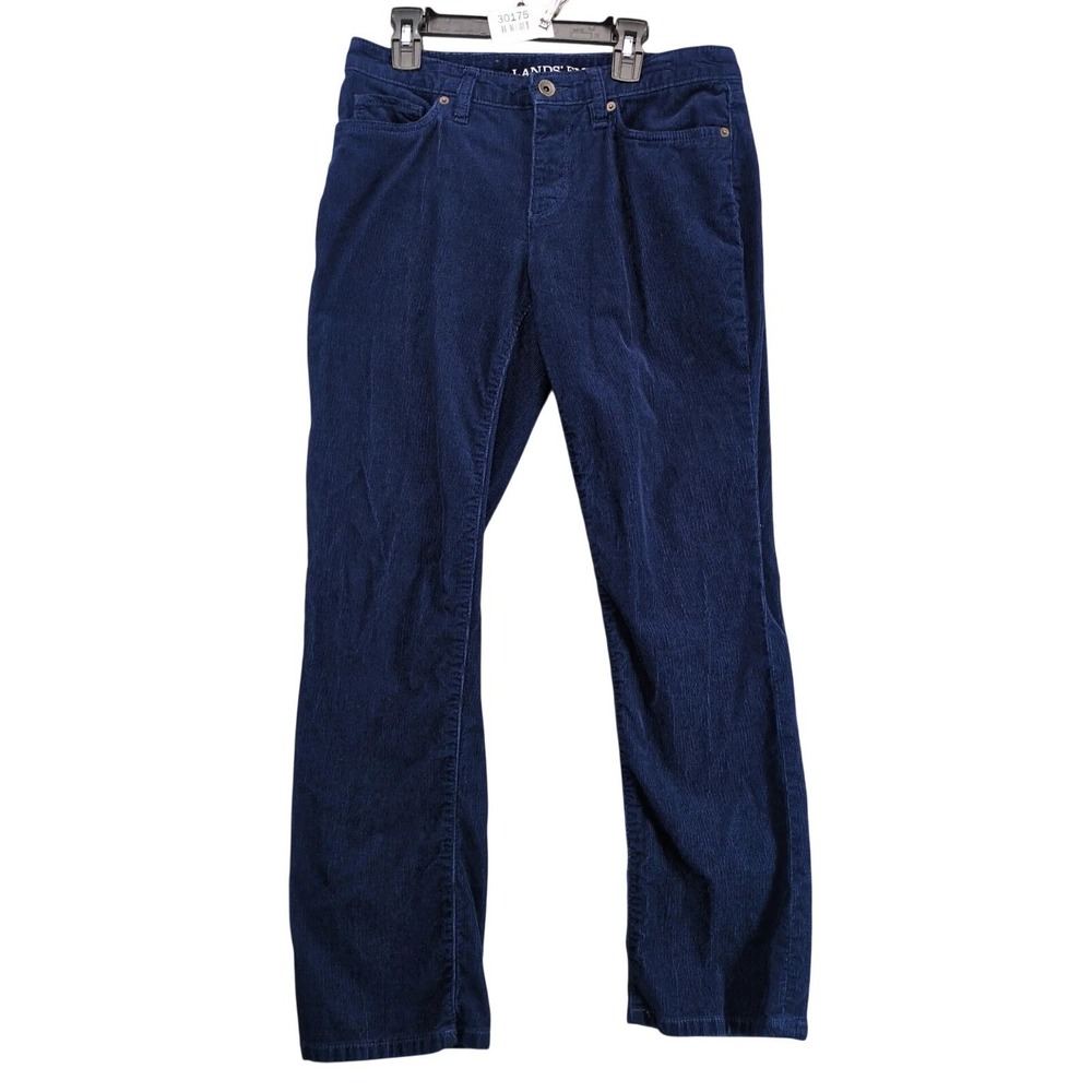 Lands End Corduroy Pants Womens 6P 29x27 Navy Straight Leg Stretch Casual Preppy